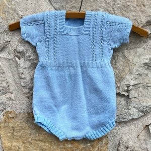 Knitted baby blue one piece 3-6